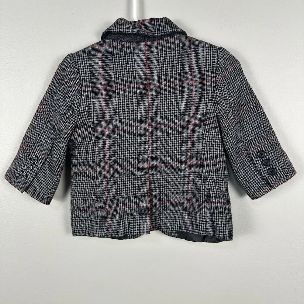 Janie and Jack Boys 6-12 Months Wool Blend Plaid Grey Blazer Suit Jacket Holiday